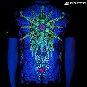 Public Beta Solar Chip UV D41 T-Shirt/Blacklight Glow Wear Men's Medium T-Shirt